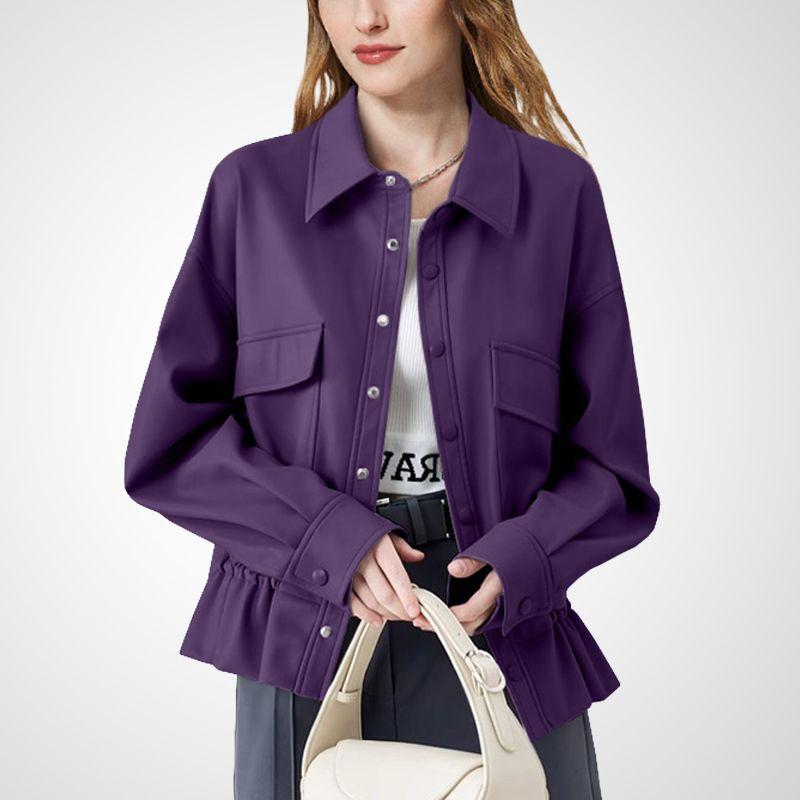 

Chic Stylish Retro Purple Jacket Trench Coat Outwear Purple S
