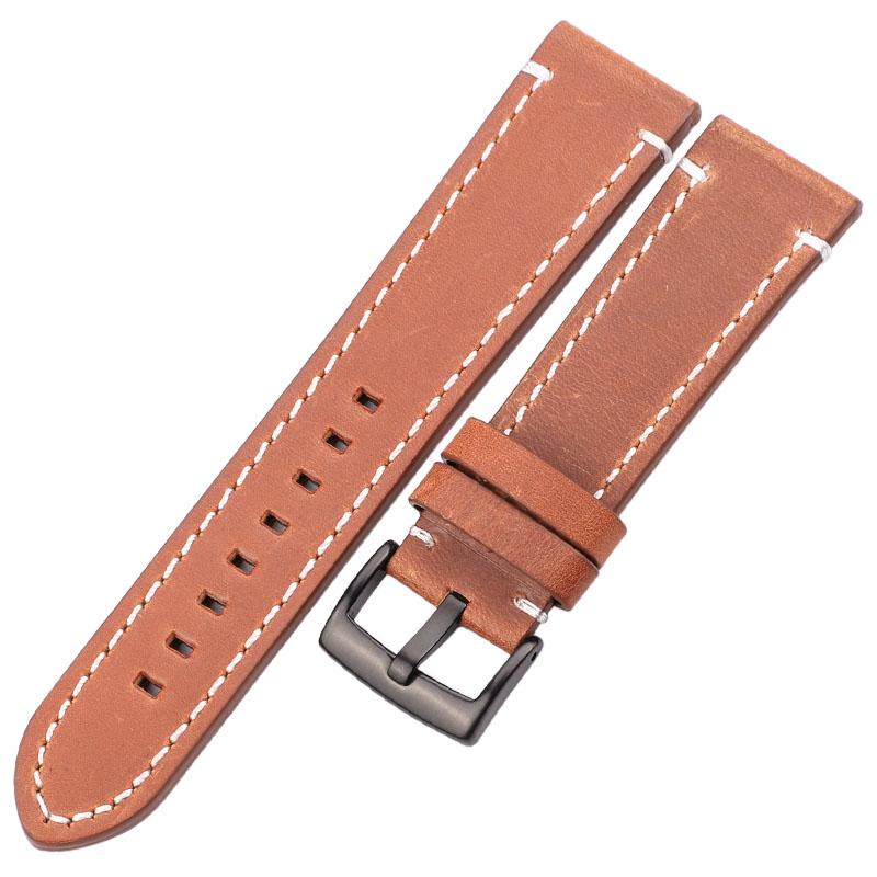 Watchband 18mm 20mm 22mm Genuine Leather Watch Strap Belt Manual Men Thick Brown Black Watchbands Buckle Watches Accessories