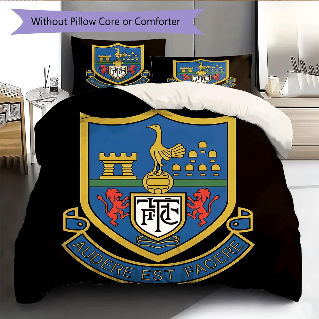 FC Tottenham Hotspur Logo Pattern Bedding Home Decoration Birthday Gift (1 * Duvet Cover + 2 * Pillowcase, Without Core)
