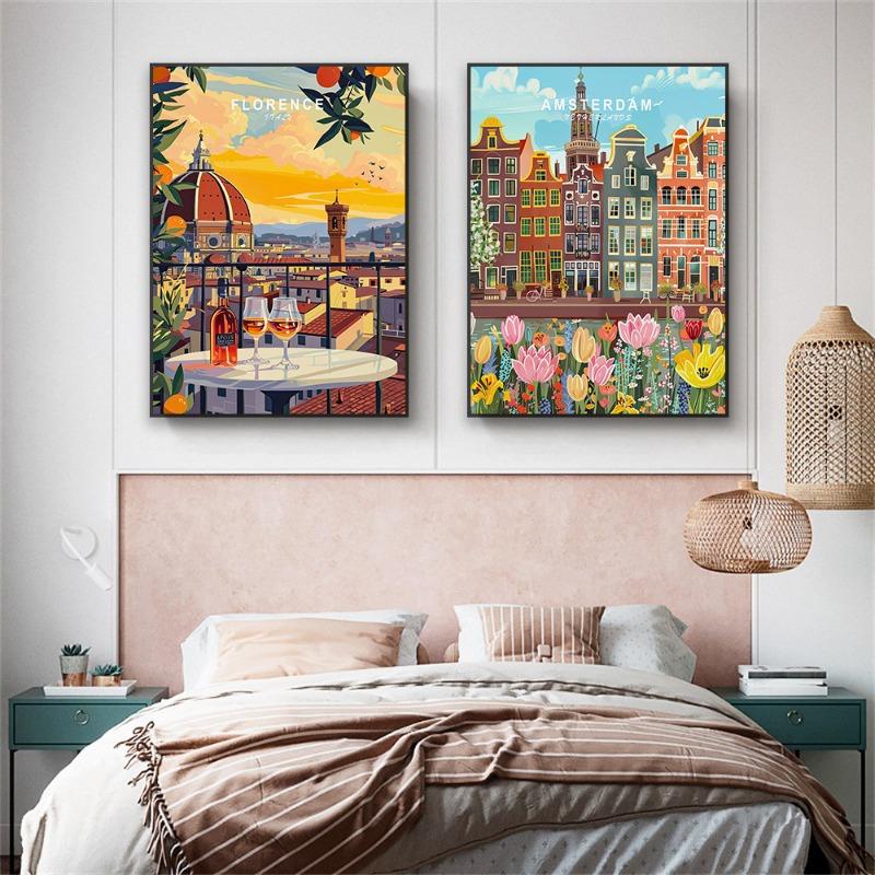 Florence Italy Print Travel Art Poster Italy Sunset Print Cinque Terre Travel Canvas Painting Split Rock Lighthouse Room Decor