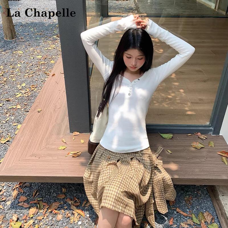 La Chapelle Women's Slim Fit V-Neck Long Sleeve Knitted Top