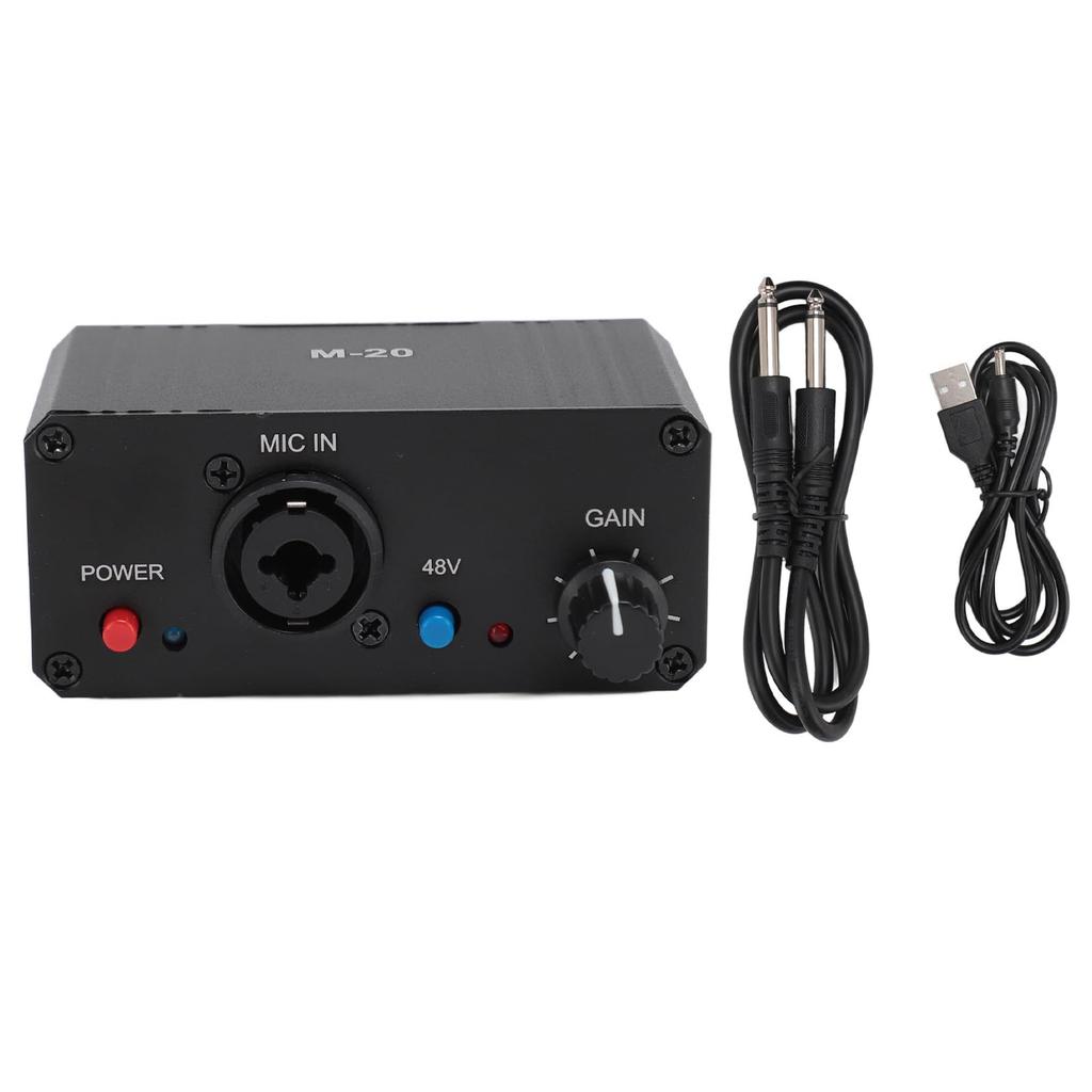 High-Gain Microphone Preamp with 48V Phantom Power, 27dB XLR Output, and 6.5mm Single-Ended Input with 22dB Gain, for Dynamic and Condenser