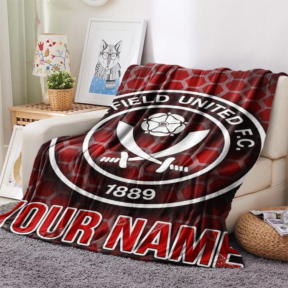 1PC Custom Name Sheffield United FC Patterned Flannel Blanket Suitable For All Seasons for Home Decor Warmth and Comfort Gifts Holiday Present