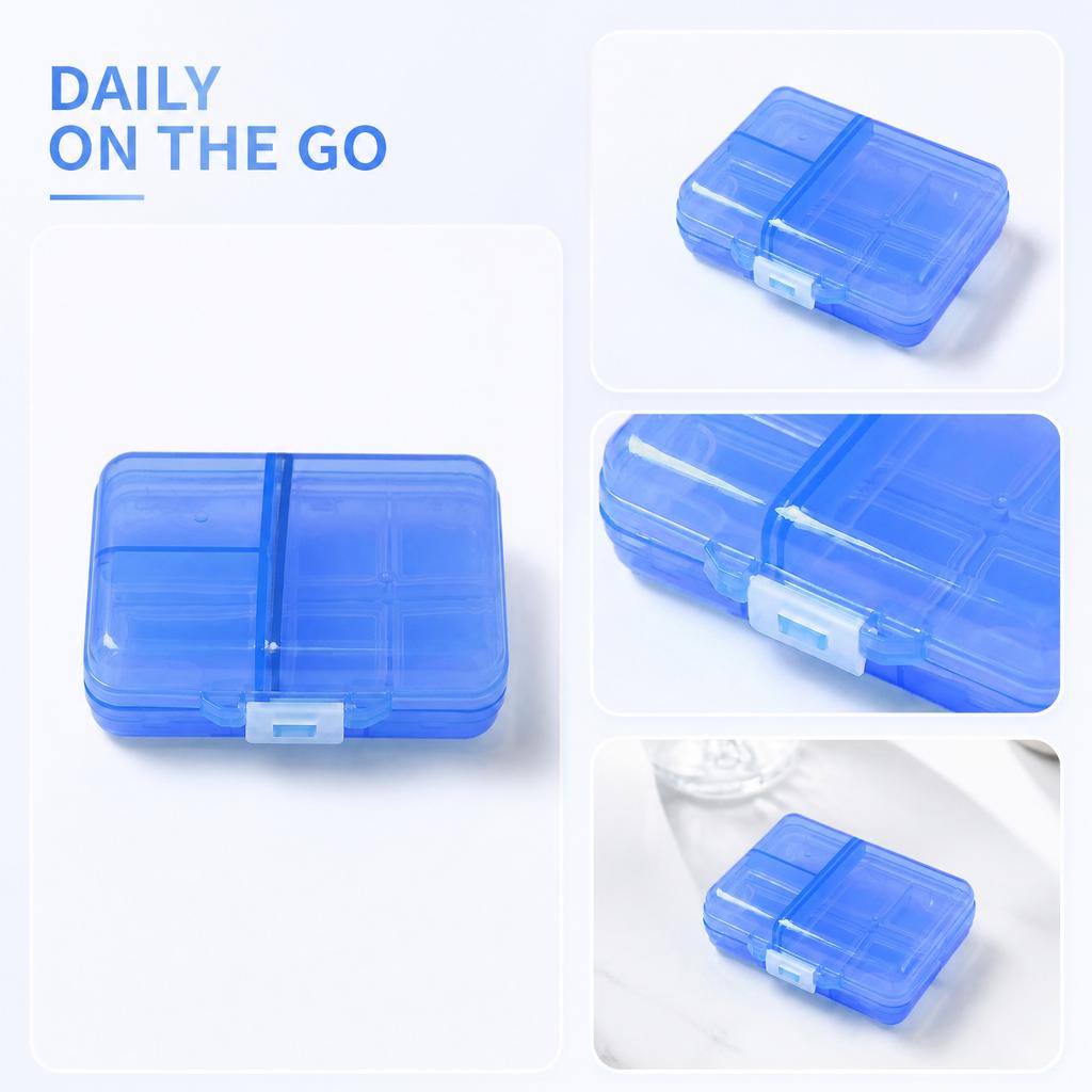 Portable Nine Compartment Plastic Pill Organizer Box for Travel Home Storage Medication Supplement Case