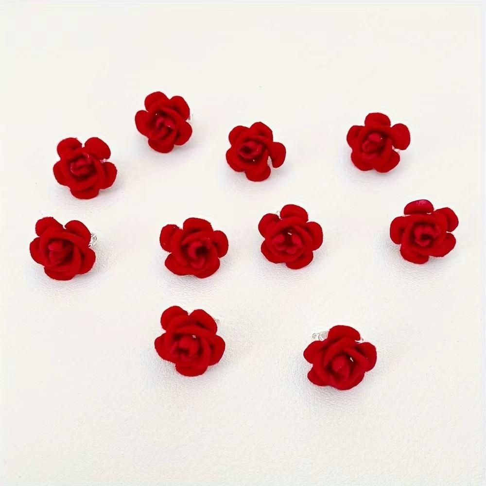 10pcs Resin Hair Clip Rose Hair Buckle Fashion Korean Headwear Accessories Valentine's Day