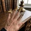 Personality Irregular Texture Lava Drop Ring Vintage Alloy Nail Sleeve Bowknot Niche Design Armor Ring Unisex
