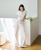 Deuloupisumeon Asymmetrical Tuck Draped T-Shirt [White]