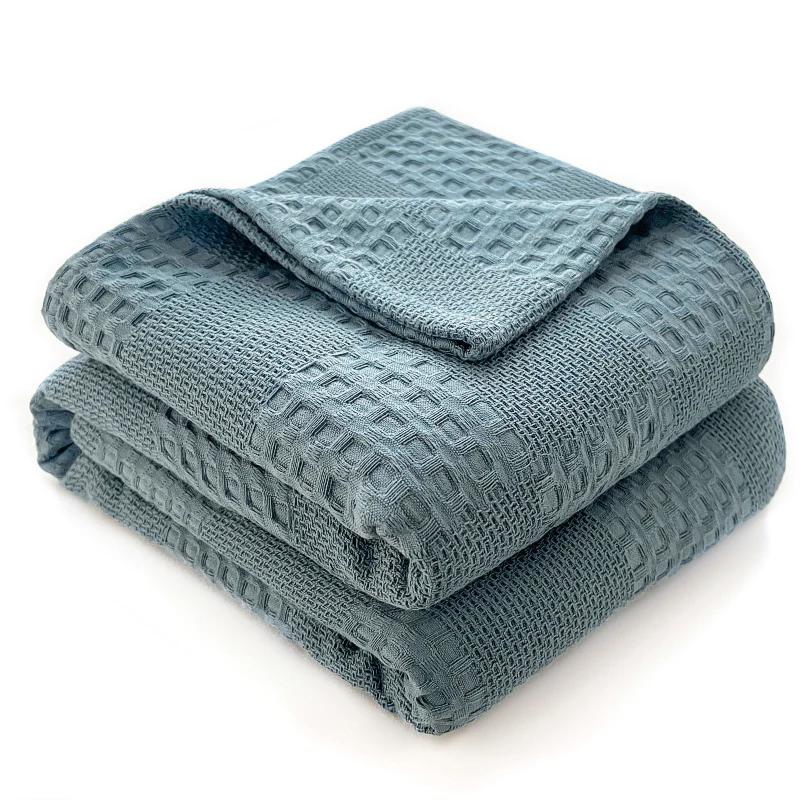 100%Cotton Blankets Waffle Throw Blanket Solid Soft And Breathable Blanket For Twin/Queen/King Bed Decorative Plaid Sofa