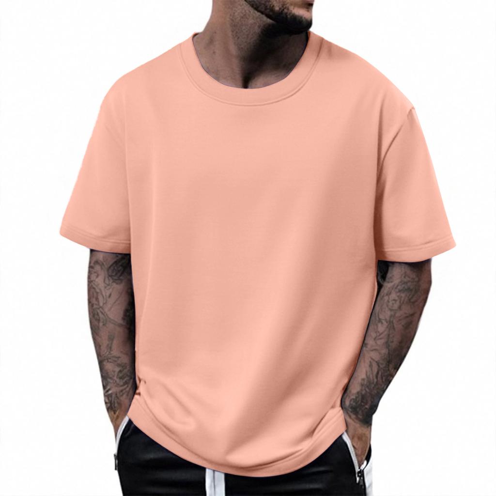 Men's 320G Cotton Short Sleeve T-shirt Men's Summer Loose Half Sleeve Color Non-permeable Cotton