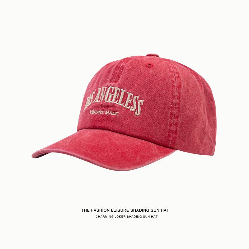Cappello ricamato vintage lavato cappellino da baseball alla moda con visiera curva cappello parasole con parte superiore morbida cappello americano