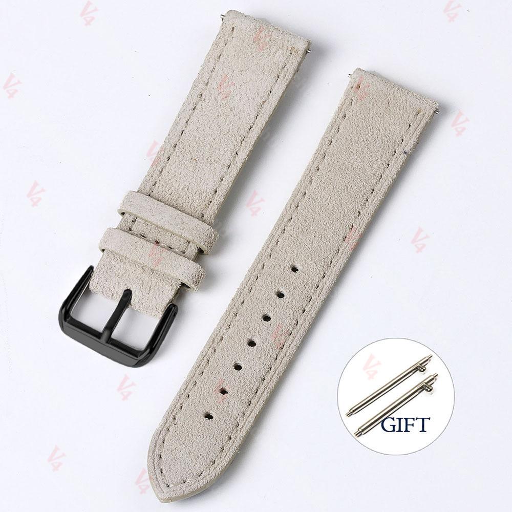 18mm 19mm 20mm 22mm Vintage Suede Cowhide Watch Strap Handmade Watch Band Gray Brown Green Quick Release Bracelet for Men Women