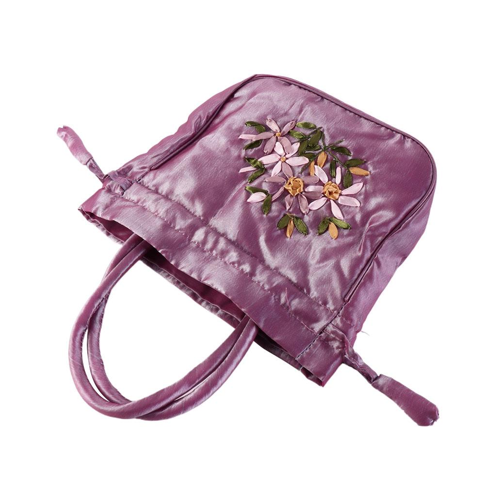 Leaf Embroidery Flower Handbag Satin Silk Small Purse Wallet Sweet Hanfu Drawstrings Bag  Shopping