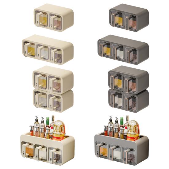 Seasoning Storage Rack Wall Mounted Adjustable Spice Organizer Multi-compartment Spice Container Kitchen