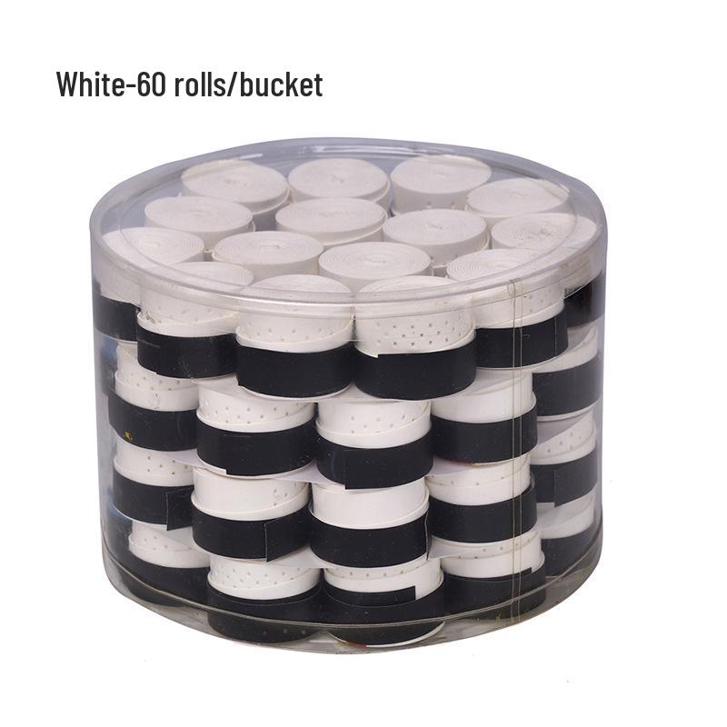 Elastic Perforated PU Leather Overgrip for Badminton, Tennis & Table Tennis Rackets, Fishing Rods with Ribbed Sweatband