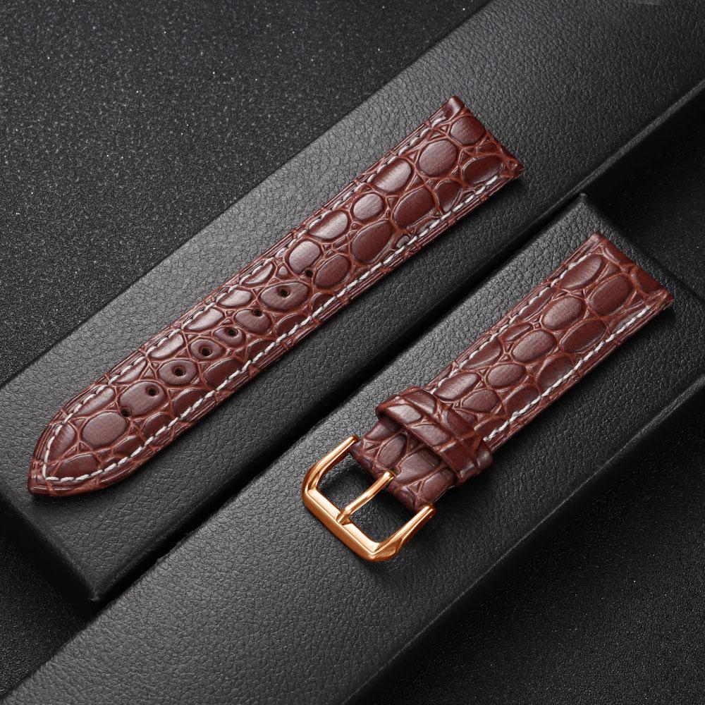 Crocodile Pattern Design Leather Watch Strap 16mm 18mm 19mm 20mm 21mm 22mm Universal Watchbands Casual Business Wristwatch Band