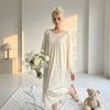 Verlängertes Nachthemd Damen Sommer Spitze Schöner Rücken Große Größe Locker Dünne Eis Seide Pyjama Sexy Reiner Wunsch Langärmeliges Kleid
