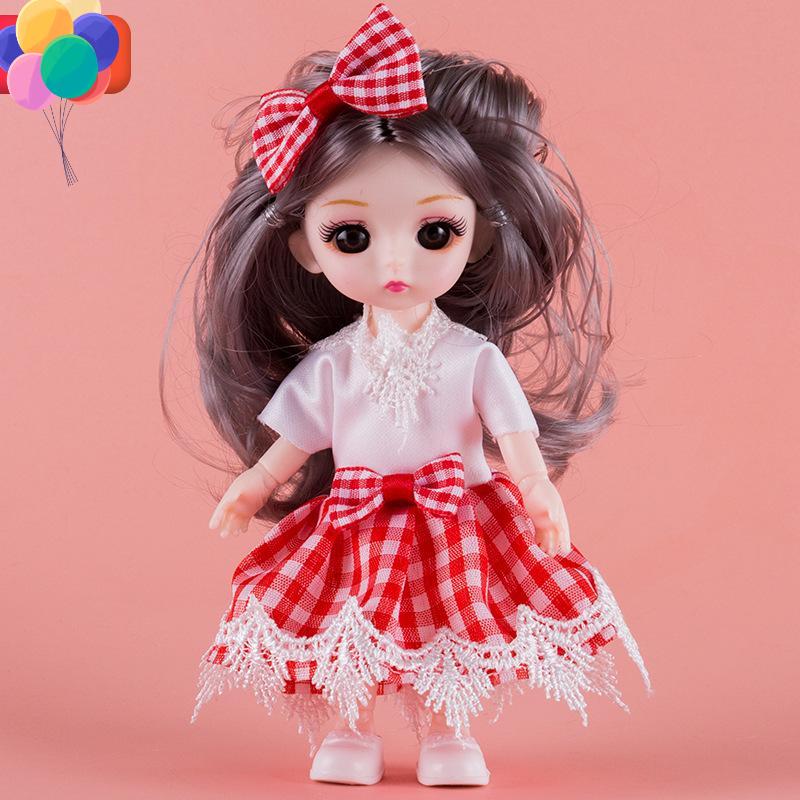 17CM Mini Bevegelig 13 Leddet Dukke Jenter Leketøy 3D Store øyne BJD Princess Full Drakter Kjoler Samling Barnedukkegave