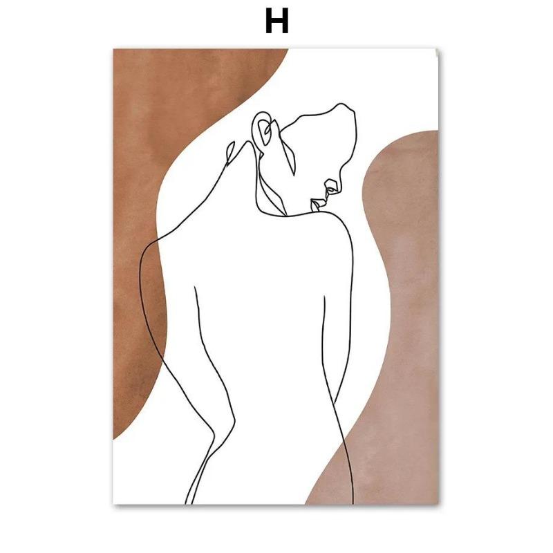 

Элегантный абстрактный линейный рисунок на холсте с изображением женского лица и тела для современного декора стен, идеально подходит для гостиной, спальни, эстетики 21cm×30cm NoFrame
