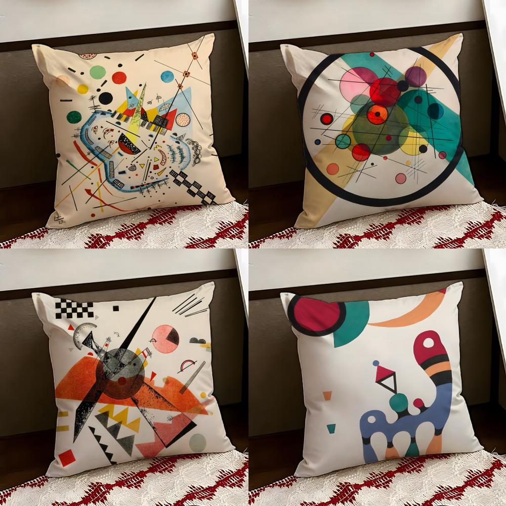 WWassily KKandinsky Art Cushion Cover Reversible Soft Durable Pillow Cover Home Car MultiScene Use for Daily Comfort