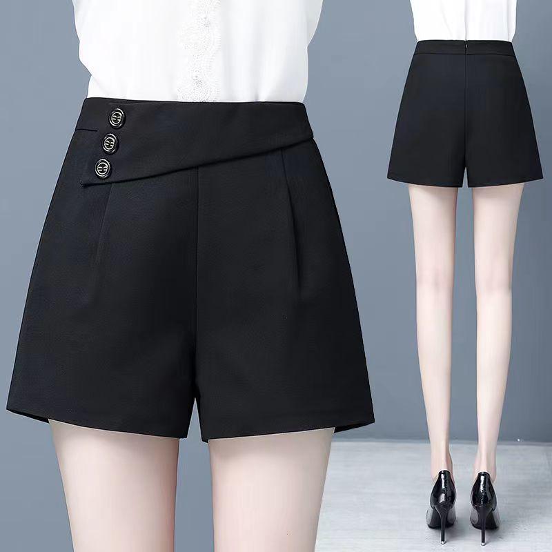 

2026 Women s High-Waist A-line Shorts: Spring & Autumn Korean Style Slimming Casual Pants S (Waist: 63cm, 80-95 jin) чёрный