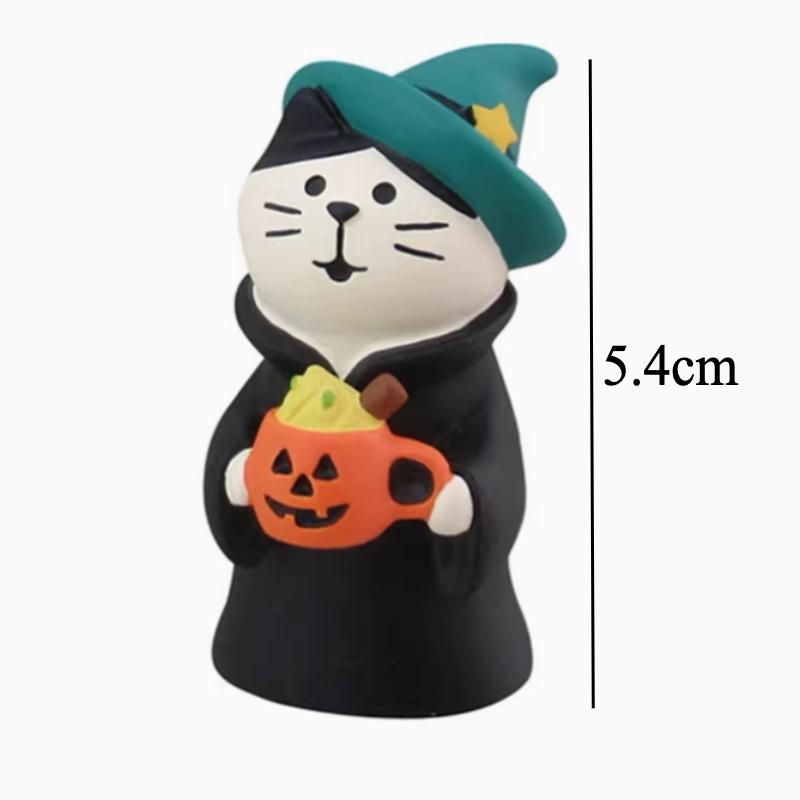 Cute Cat Halloween Concert Miniatures Funny Ghost Figurines Kawaii Shiba Vampire Magic Pumpkin Miniatures DIY Home Decoration