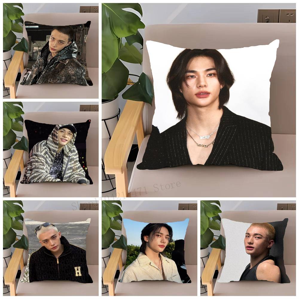 H-Hot KPOP Idol H-Hyunjin Pillow Case Home Decor Throw For Sofa Bed Car Room Decor Gift Idea