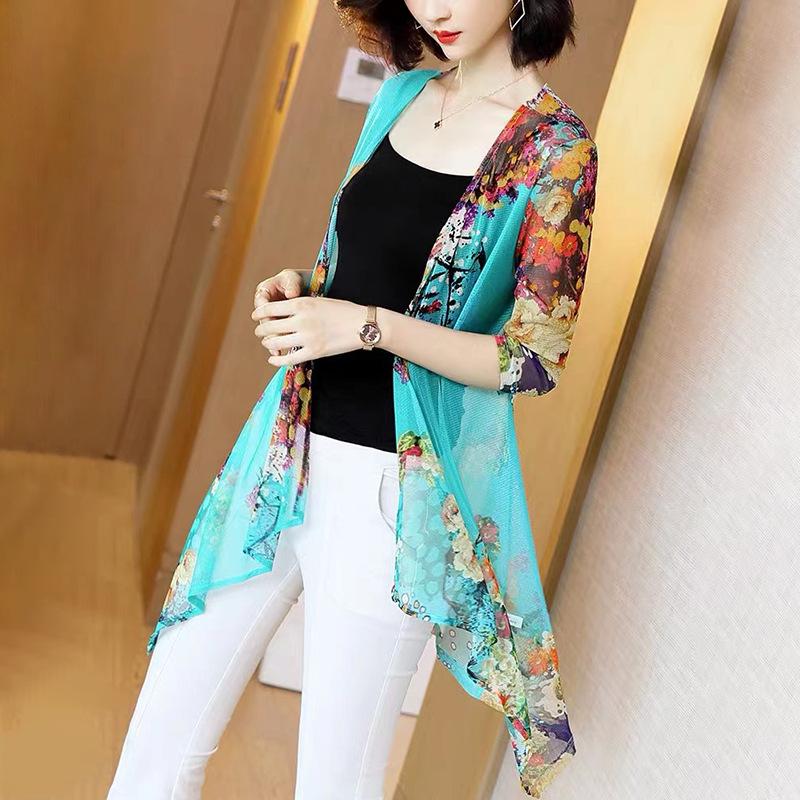 Seven Inch Sleeve Sun Protection Clothes for Women's Summer New Style Shawl Women's Thin Cardigan Paired with An Air-conditioned Shirt