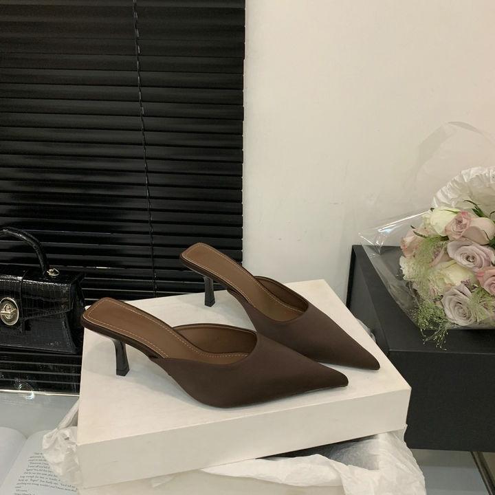 2025 New Womens Slippers Pointed Leopard Print Thin-heeled Slippers Luxury High-heeled Single Shoes Women Muels Slippers