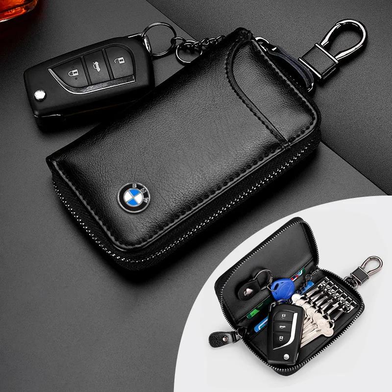 Leather Car Key Bag Keychain Case Storage Cover for BMW E39 E90 E91 E53 E60 E46 E63 F35 F34 F20 F82 G28 G30 G20 G60 Accessories