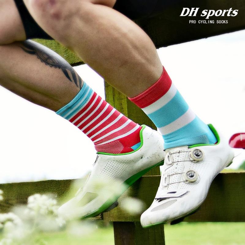 DH SPORTS Professional Cycling Socks Best Funky Breathable Wicking Road Bicycle Sport  Compression Running Socks
