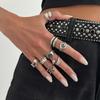 European and American Sweet and Cool Retro Pentagram Geometric Opening Ring, Old Threaded Ins Joint Ring Ring for Women