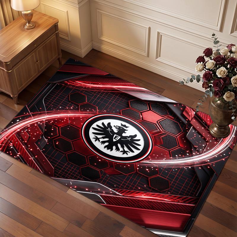 Eintracht Frankfurt Football Print Crystal Velvet Rug, Comfortable Water Absorbent Non Slip Indoor Floor Carpet
