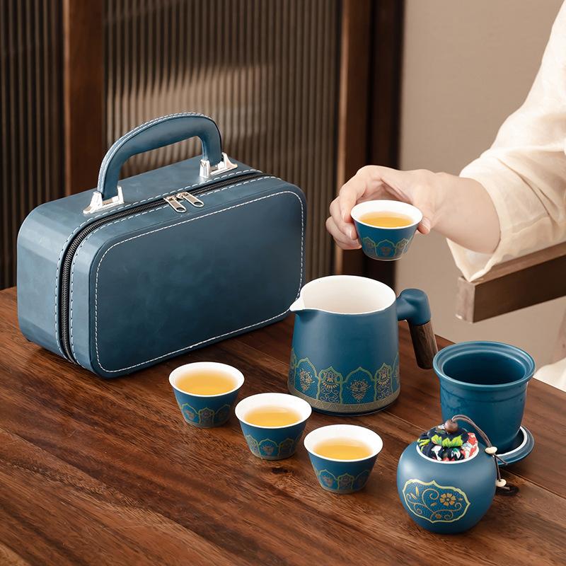 Business tea separation cup ceramic travel set outdoor mug tea set high-end company printing