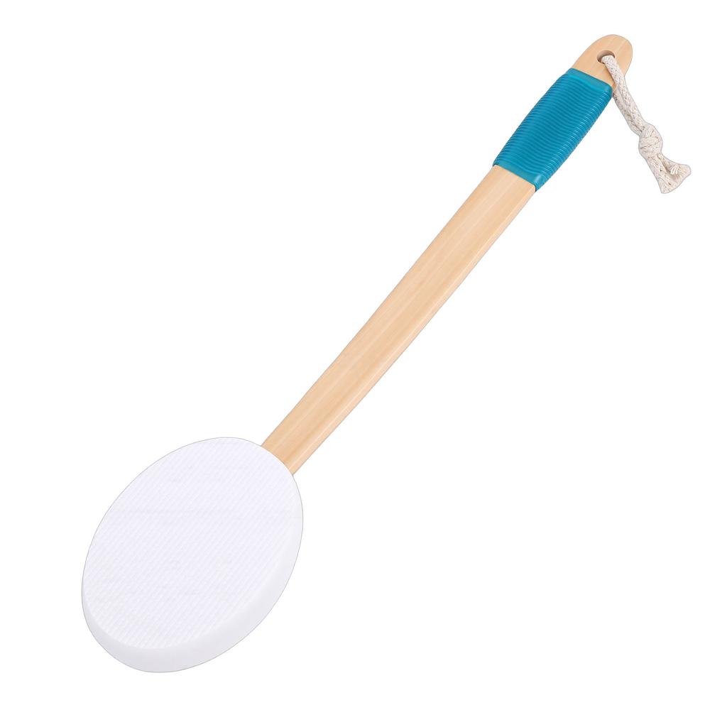 Back Lotion Applicator Curved Wooden Handle Sunscreen Applicator with 3 Replaceable Heads