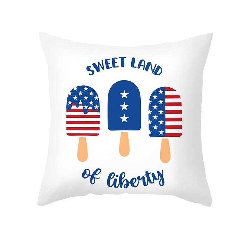 New American Independence Day Pillowcase, Simple Peach Skin Velvet Printed Cushion Cover, Sofa Pillow Cover