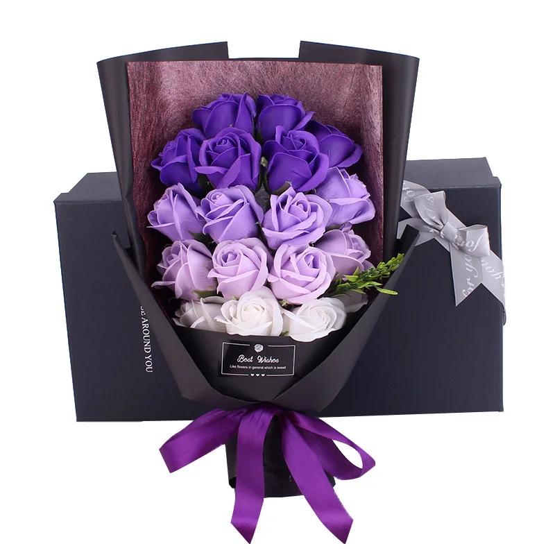 18pcs Romantic Valentine's Day Eternal Flower 18 Soap Rose Bouquet Gift Box Mother's Day Birthday Gift