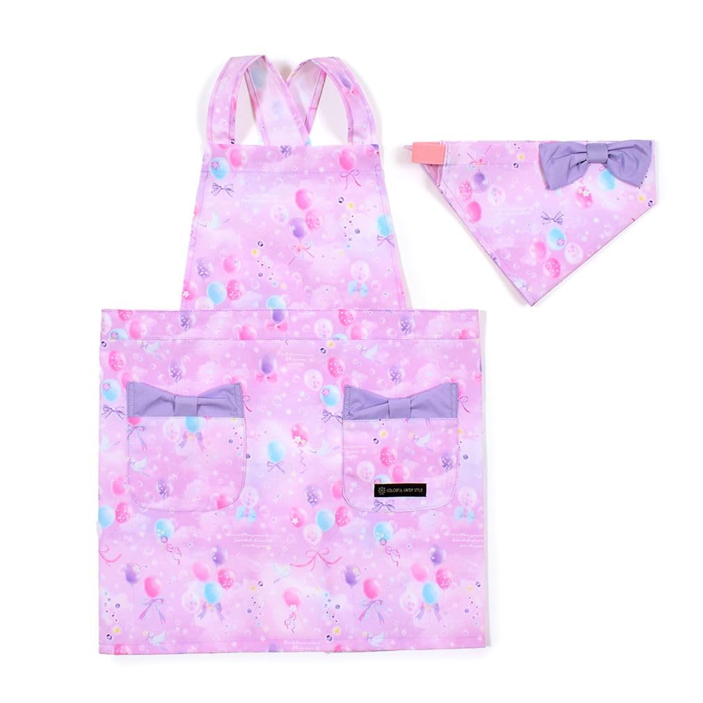 

COLORFUL CANDY STYLE Back Cross Apron with Triangle Scarf Balloon Pattern for No Ironing Quick Drying Lightweight Stain Resistant Wrinkle Resistant