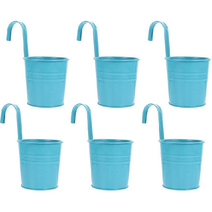 Cabilock 6pcs Hanging Pot Holders Railing Fence Balcony Garden Decor Plant Hangers Outdoor Detachable Hooks Drainage Holes Use