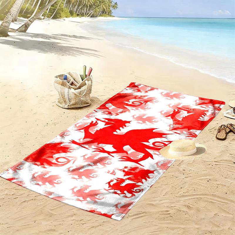 Y Ddraig Goch Print Beach Towel Large Soft Quick Dry Towel For Beach Camping Swimming