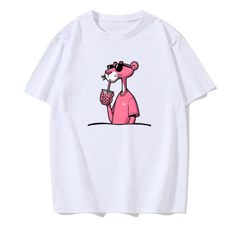 Summer 100% Cotton Women Fashion Hip-hop T-shirt Pink Leopard Print T-shirt Round Neck Comfortable Casual Short-sleeved Top