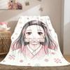 Demon Slayer Chic Cartoon Flannel Blanket, Printed Graphics for Sofa and Bed, Warm Bedding for Chairs and Travel_LIAN