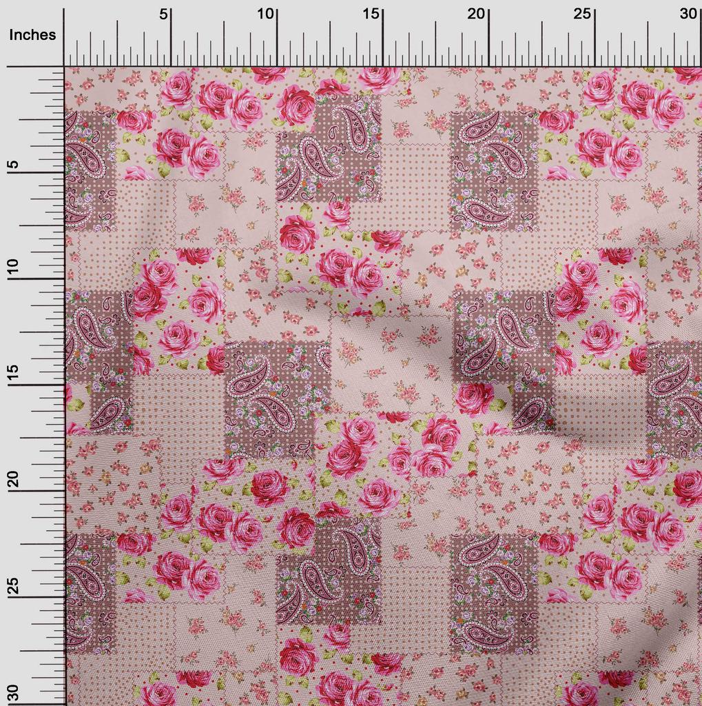 oneOone Cotton Flex Dark Rose Brown Fabric Florals Fabric For Sewing Printed Craft Fabric By The Yard 40 Inch