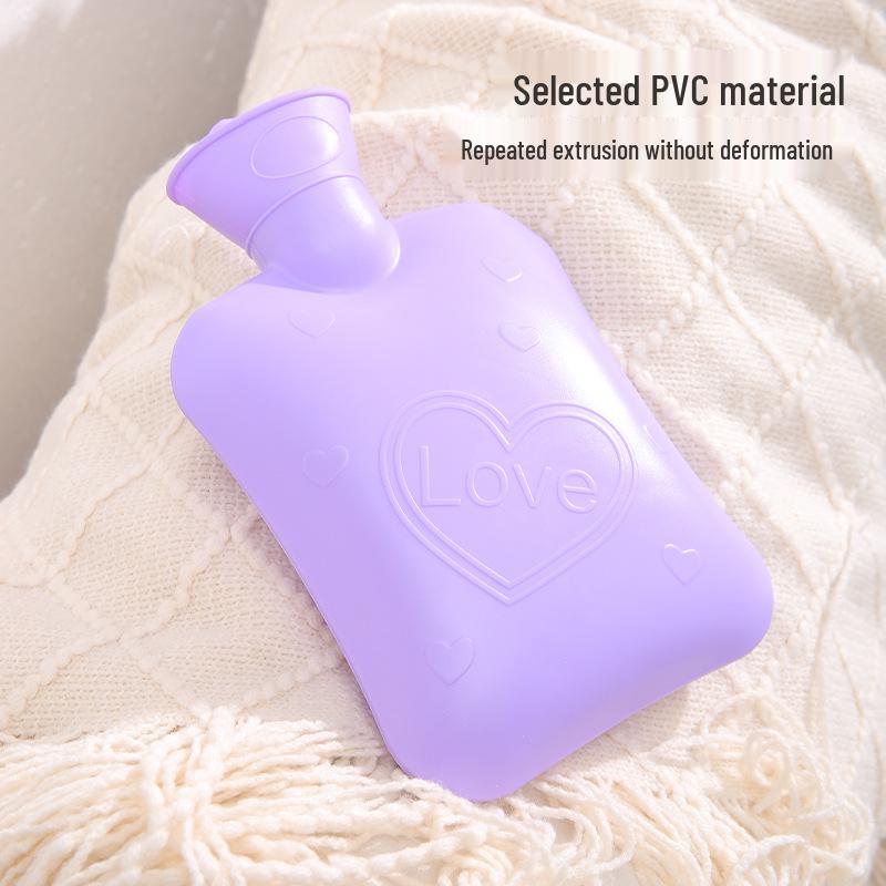 Portable High-Density PVC Hot Water Bag with Plush Cover - Explosion-Proof Winter Hand Warmer