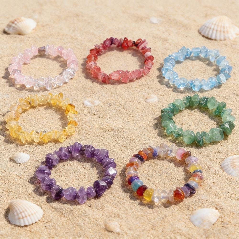 Multi Color Irregular Natural Crystal Beads Bracelets for Women Handmade Elastic Rope Chain Bracelet Bohemia Summer Jewelry Gift