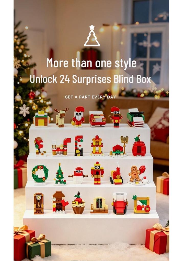 Customizable 24-Style Christmas Building Block Set: Santa Claus & Gingerbread Man Ornament