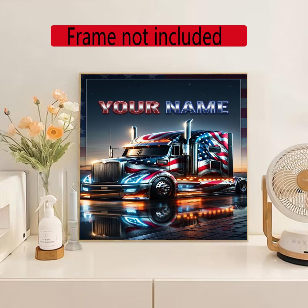 Kw Heavy Trucks Customize Your Name Diamond Painting Round Diamond Diy Frameless Holiday Artwork Suitable For Home Office Wall Decoration
