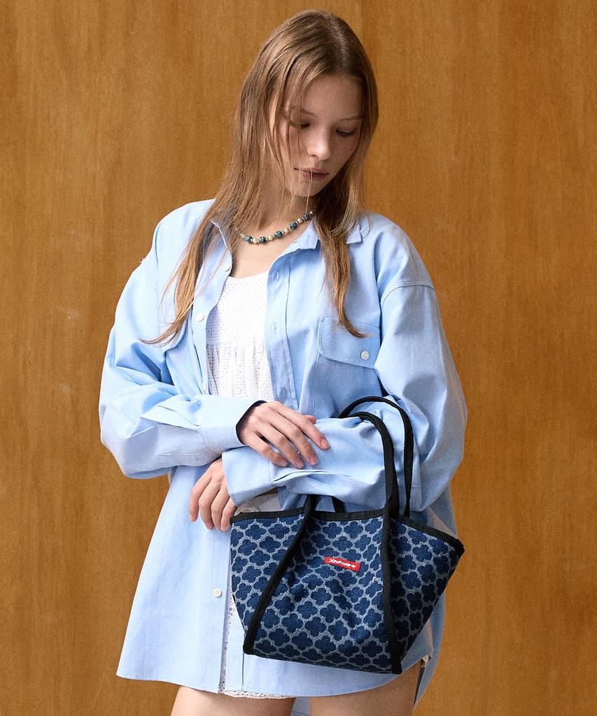Krafyarn 2-Way Tote Bag Crossbody Bag Denim Clover