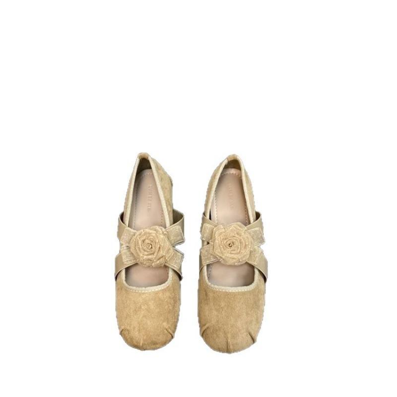 Gentle heightening Mary Jane shoes autumn new temperament suede ballet single shoes women