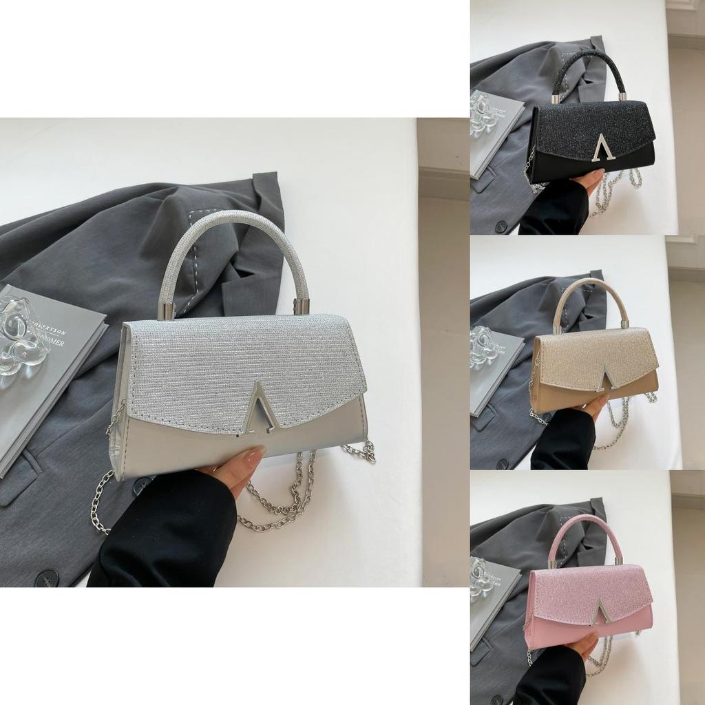 Pu Evening Bag With Letter V Decoration With Glossy Material For Womens Night Out