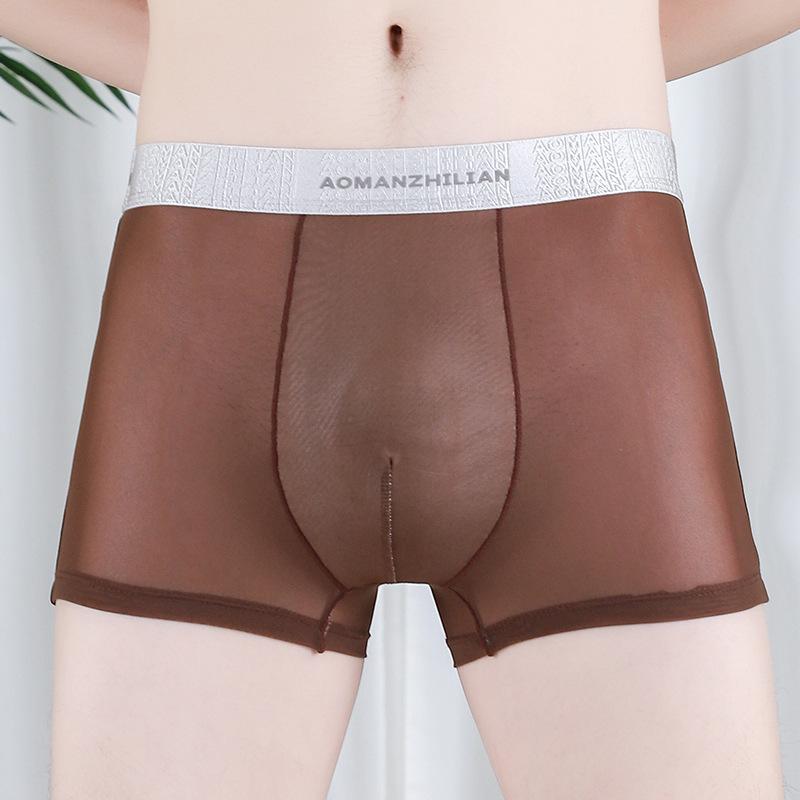 

Men s Underwear Ice Silk Summer Thin Section of Non-marking Pants Male Youth Boxer Shorts Quick-drying Breathable Shorts Head XXXL темно-коричневого